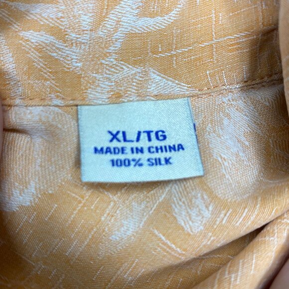 Tommy Bahama Mens XL Original Fit Orange Floral 100% Silk Button up Shirt Summer - Picture 5 of 13